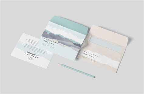 Minimalist Invitation Card & Envelope Mockup PSD | ZippyPixels