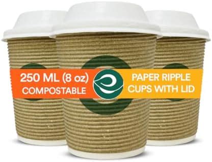 SANWALSA (250 ml,Brown, 8 Oz- Pack of 25-Piece Paper Disposable Ripple ...