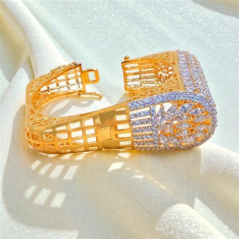 Premium Gold Plated American Diamond Bridal Bangle Bracelet for Women ...