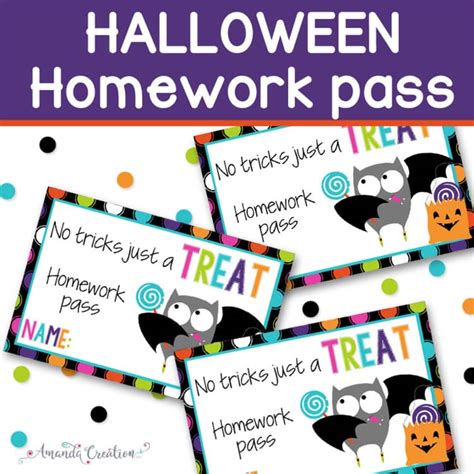 Treat Bat Halloween Homework Passes | Printable Student Reward ...