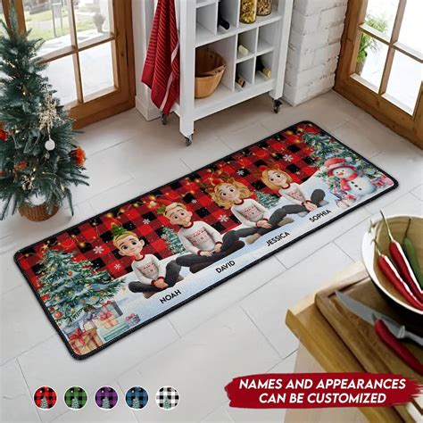 Family Personalized Christmas Rug, Custom Family Member Indoor Runner ...