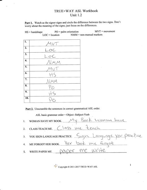 SOLUTION: Asl trueway unit 1 worksheets complete solution 2023 2024 ...
