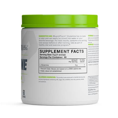 Buy MusclePharm Essentials Glutamine Powder, Pure L-Glutamine ...