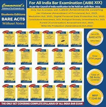 Buy AIBE Bare Acts Combo without Notes 2024 EDITION- as per Bar Council ...