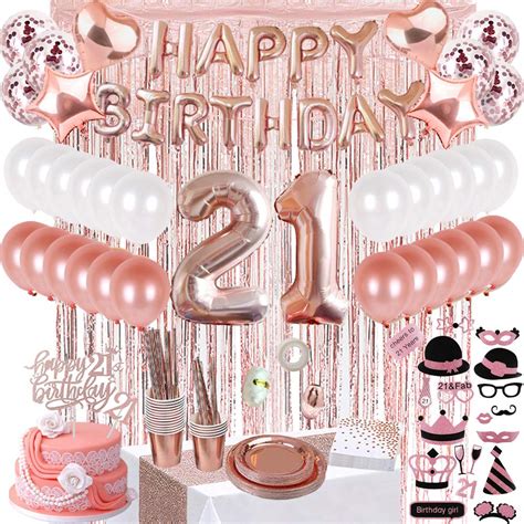 JSN PARTY 21st Birthday Decorations for Her, Rose Gold Birthday Party ...