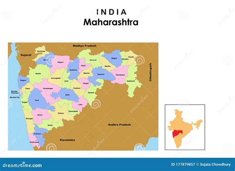 Maharashtra Map. District Names in Maharashtra. Maharashtra Map with ...