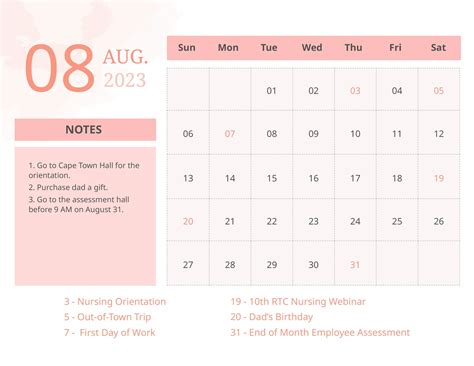 Pink Year 2023 Calendar in Illustrator, PSD, Word - Download | Template.net