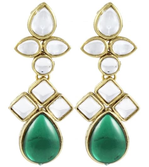 Karatcart Ethnic Kundan 14K Yellow Gold Plated Alloy Drop Earring ...