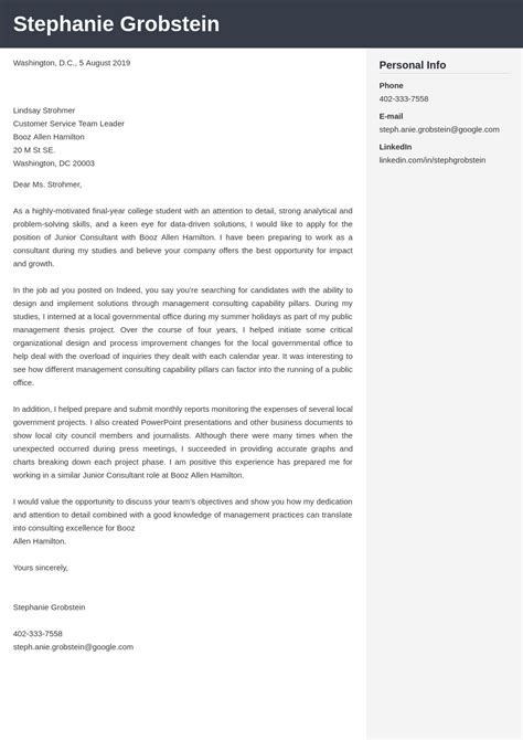 Consulting Cover Letter Examples 的图像结果