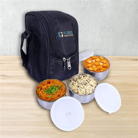 Kuber Industries Lunch Box|Canvas Leak Proof 3 Stainless Steel ...