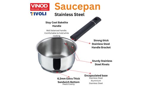 Buy Vinod Tivoli Heavy Guage Stainless Steel Saucepan - 1.5 Litre (16cm ...
