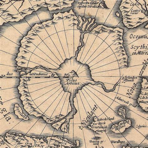 Ancient Map of the North Pole, 1630, Rare Map, Old, Fine Reproduction ...