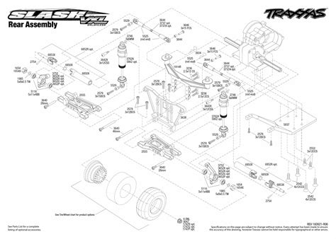Exploded view: Traxxas Slash 1:10 VXL Brushless TQi LCG TSM RTR - Rear part | Astra