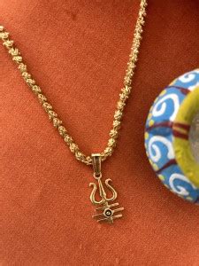 Digital Dress Room Gold Plated Kajari Chain Design Trishul Pendant ...