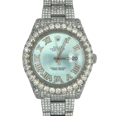 41MM Rolex Datejust With Light Blue Dial Roman Numerals Year 2010 Watc ...