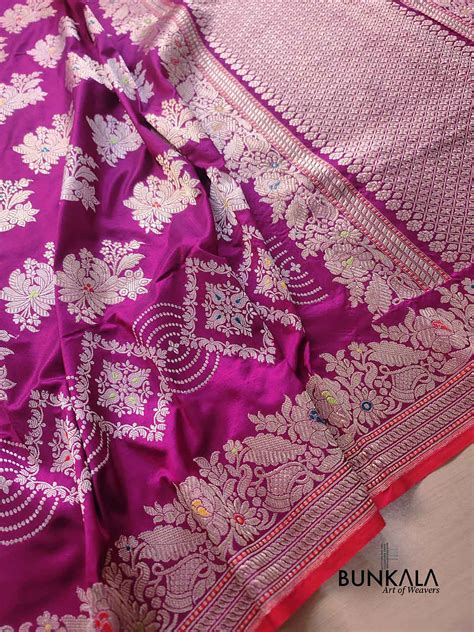 Shop Jamuni Purple Meenakari Hand Kadwa Banarasi Pure Katan Silk Saree ...