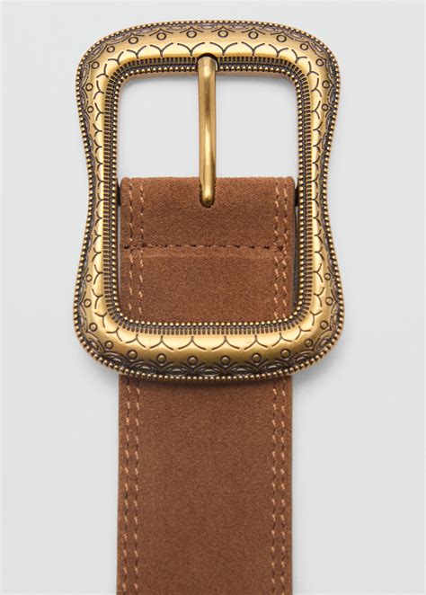 Suede belt with engraved buckle - Women | MANGO Philippines