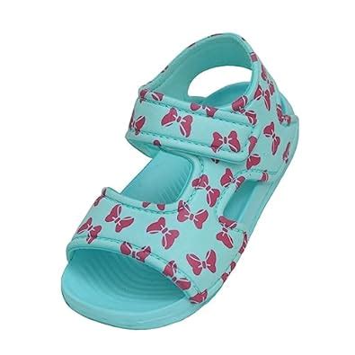 Buy Yellow Bee Bow Print Sandals for Girls, Aqua and Pink, 10C, 4-4.5 ...
