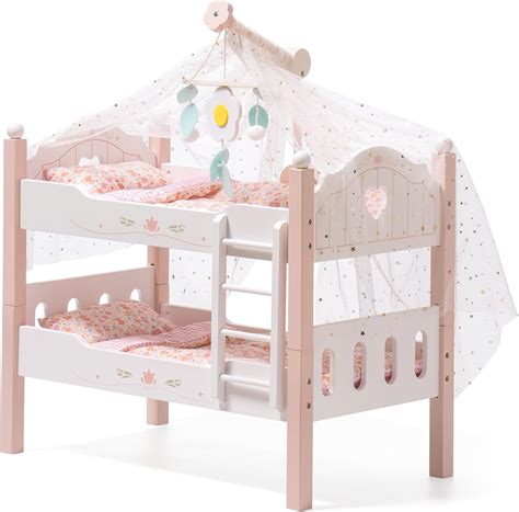 Amazon.com: ROBOTIME Baby Doll Bunk Beds, Wooden Baby Doll Crib ...