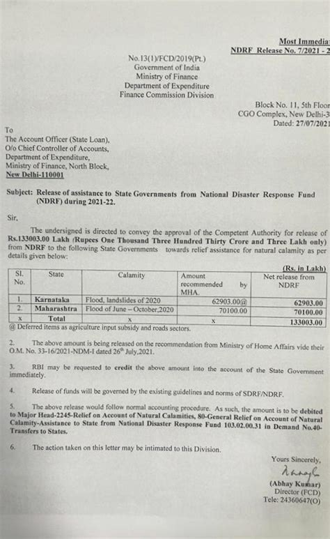 The central government has released a ₹ 629.03 crore relief package ...