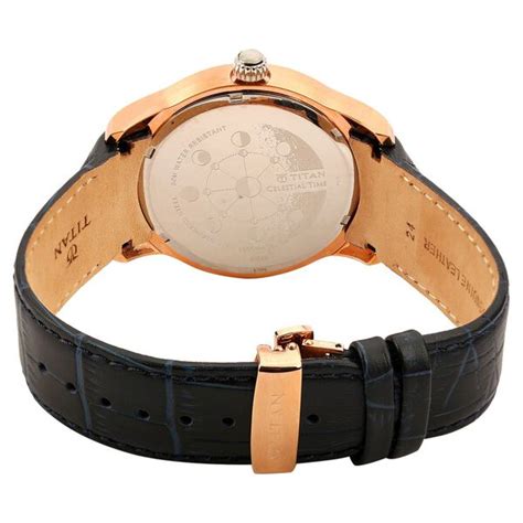 Buy Online Titan Quartz Analog Moonphase Blue Dial Leather Strap Watch ...