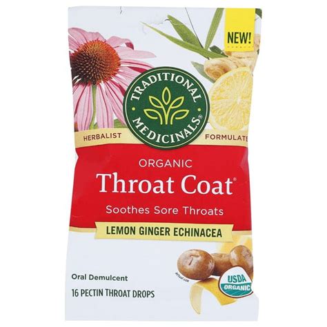 Traditional Medicinals Organic Throat Coat - Lemon Ginger Echinacea 16 ...