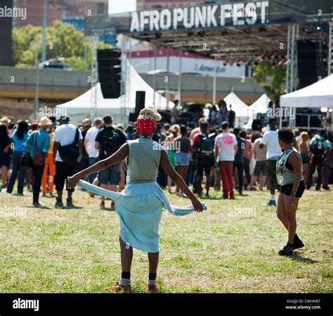 Visitors to the AfroPunk Festival in Commodore Barry Park in Brooklyn ...