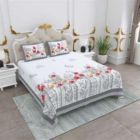 Buy Rose Fusion Floral Bedsheet - Grey Online in India | Vaaree