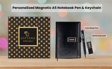 Giftana Personalized Diary with Pen and Metal Keychain Gift Set with ...