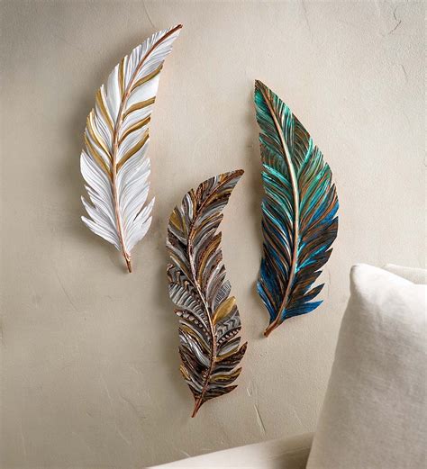 Artisan-Made Floating Feather Metal Wall Art Collection | VivaTerra ...