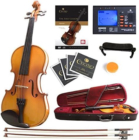 Mendini by Cecilio 4/4 MV300 Solid Wood Satin Antique Violin with Hard ...
