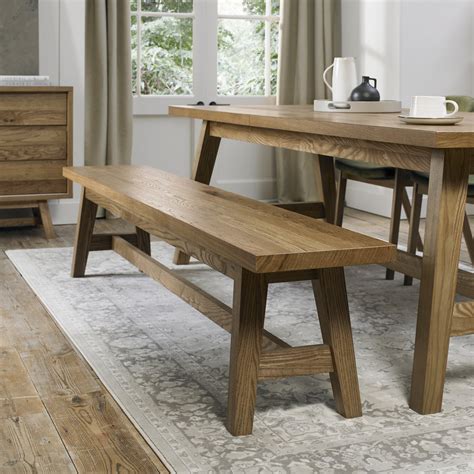 Camden Rustic Oak Bench for 6-8 Seater Dining Table | Dining - Bentley ...