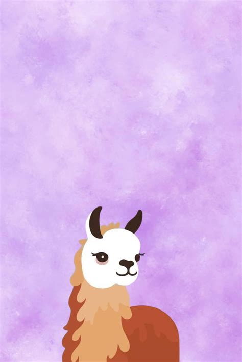 Download Cute Cartoon Alpaca Purple Background Wallpaper | Wallpapers.com