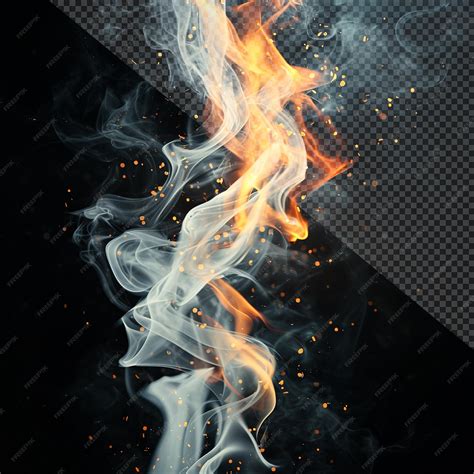 Premium PSD | Smoke with fire flame and sparkle on transparent background