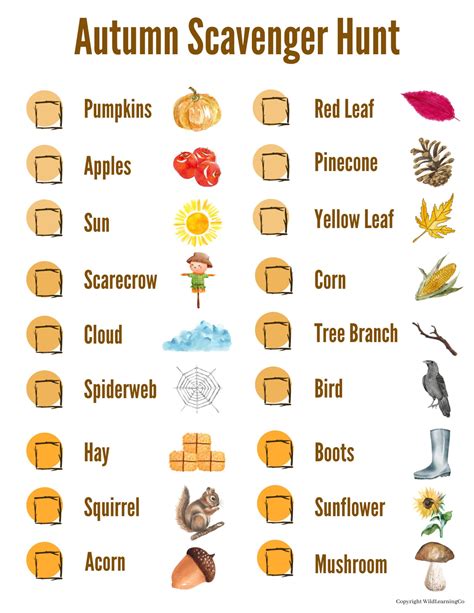Autumn Scavenger Hunt Free Printable - Printable Free Templates