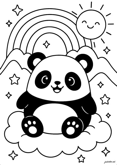 Coloring Pandas Pages Kids Print Color Panda Easy Simple Printable ...