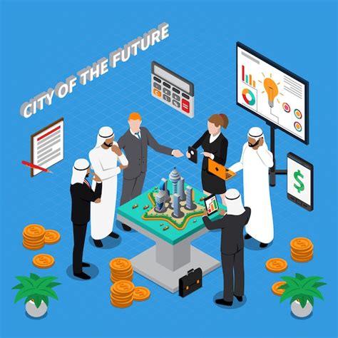 Arab city of future isometric composition | Free Vector