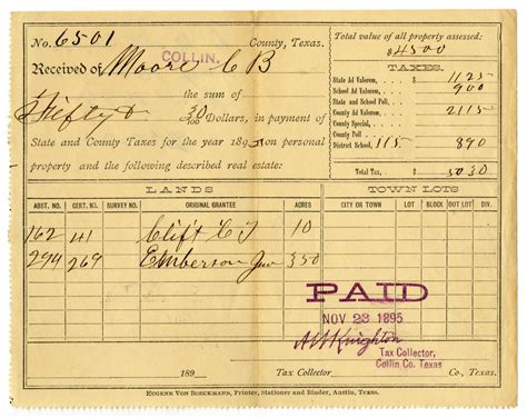 [Property Tax Receipt, November 23, 1895] - Page 1 of 2 - The Portal to ...