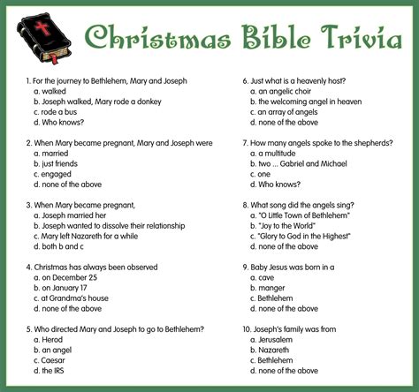 Printable Christmas Bible Trivia Questions | Christmas trivia ...