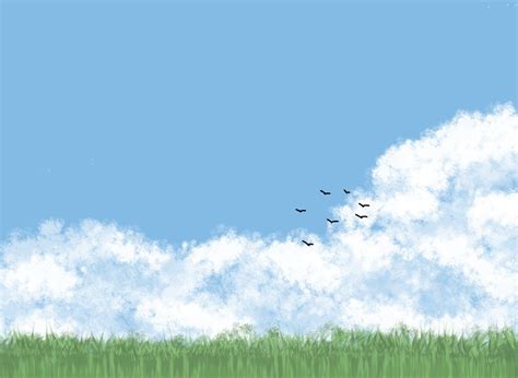 Ibis Paint: A Painting of Birds Flying in the Blue Sky