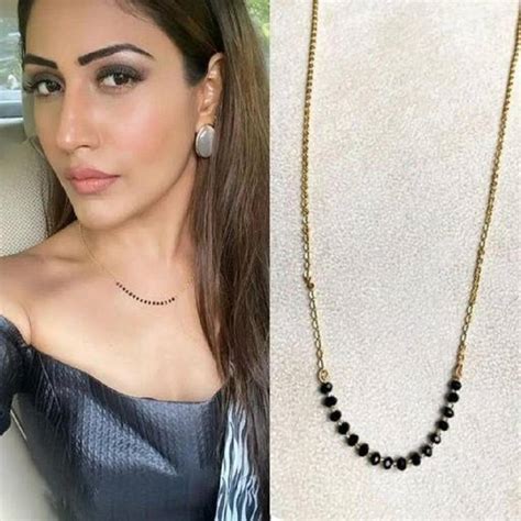 Qyuri QYURI™ TV Celebrity Surbhi Chandna Black Beads Chain Mangalsutra ...
