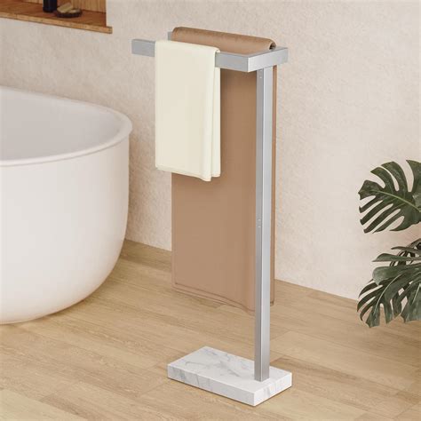 Natural Mable Standing Towel Rack with Weighted Base, KES Free Standing ...