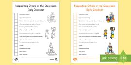 Respecting Others - Classroom Expectations Worksheet