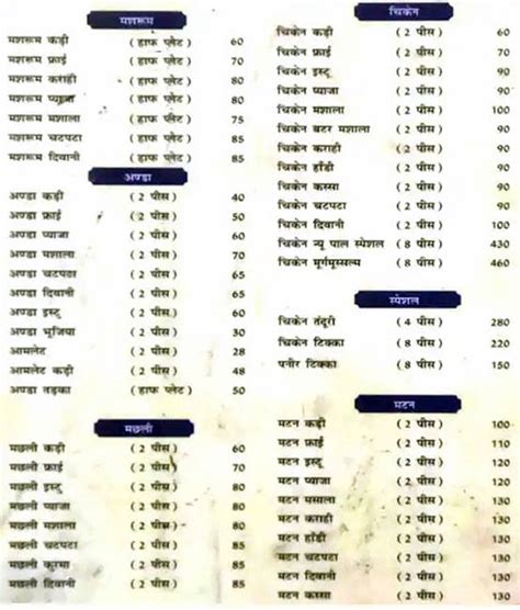 Menu at Anu Pal Hotel, Patna