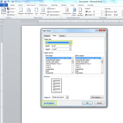 Image result for Default Paper Size