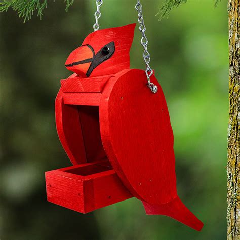 Audubon Songbird Shaped Wooden Hopper Bird Feeder Cardinal