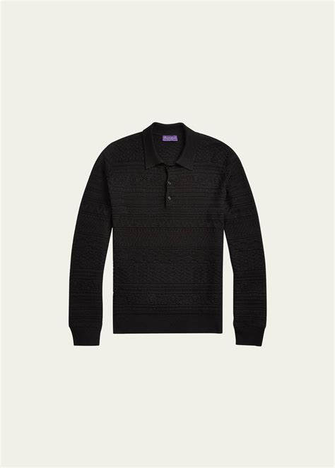 Ralph Lauren Purple Label Men's Textured Polo-Collar Sweater - Bergdorf ...