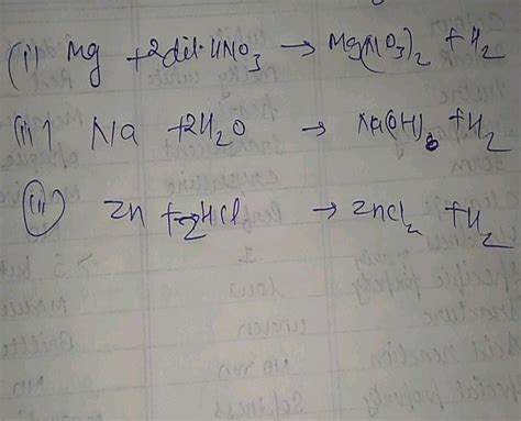 ( 20. Write chemical equation for the reaction taking place when: (i ...