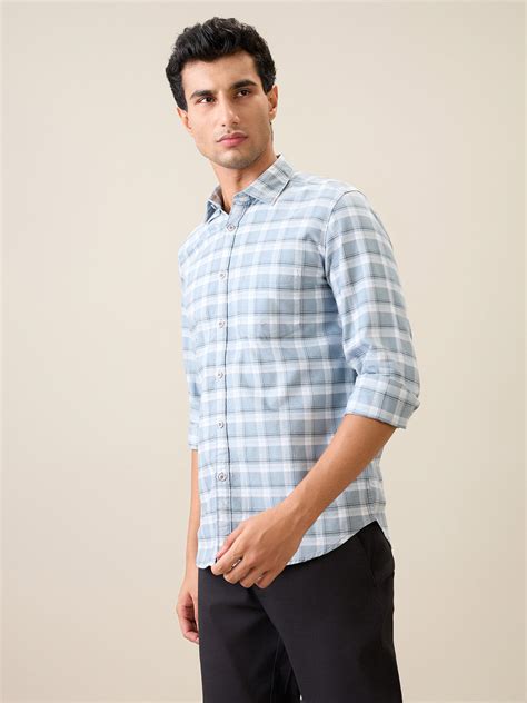 Parx Men Grey Checks Slim Fit Cotton Blend Casual Shirt – MyRaymond
