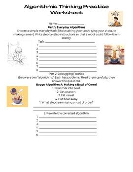 Image result for Algorithmic Thinking Worksheet for Beginners